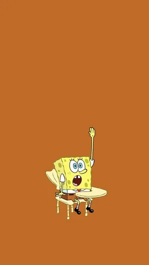 Funny Spongebob Raising His Hand Wallpaper