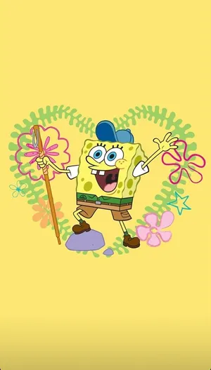 Funny Spongebob With A Blue Cap Wallpaper