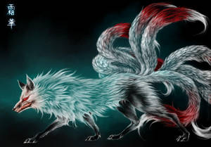 Furious Kitsune Digital Drawing Wallpaper