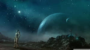 Future Planet Spaceship Desktop Wallpaper