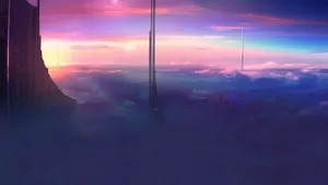 Futuristic Above The Clouds Skyscrapers Wallpaper