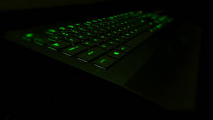 Futuristic Black-green Neon Computer Keyboard Wallpaper