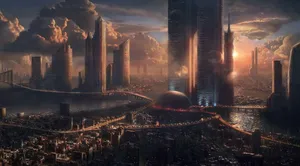 Futuristic City With A Cityscape Wallpaper