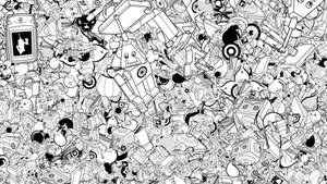 Futuristic Doodle Art Robot Wallpaper