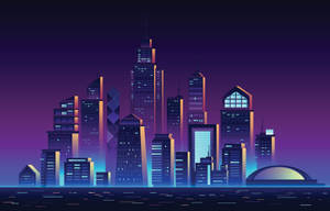 Futuristic Skyline Art City Background Wallpaper