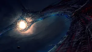 Futuristic Spaceship In Galaxy Wallpaper