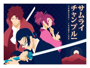 Fuu, Jin And Mugen, The Unstoppable Modern Heroes Of Samurai Champloo Wallpaper