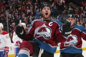Gabriel Landeskog Cheering Fist Pump Wallpaper