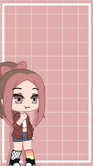 Gacha Club Pink Grid Wallpaper