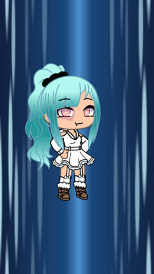 Gacha Life Girl Blue Hair White Dress Wallpaper