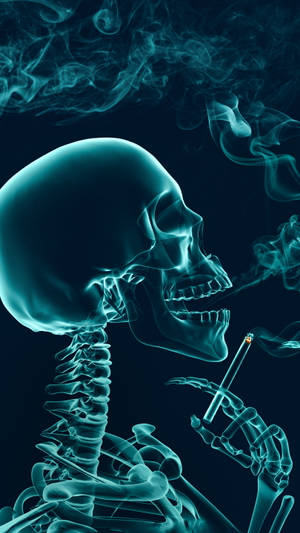 Gangster Skull Smoking A Cigarette Wallpaper