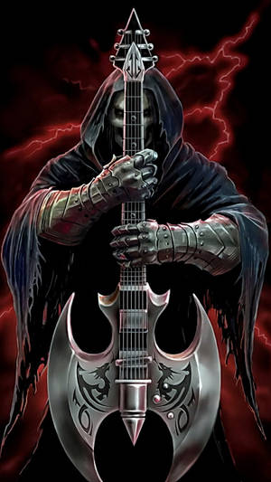 Gangster Skull With Guitar Wallpaper