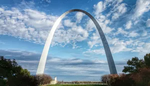 Gateway Arch Green Brown Trees Wallpaper