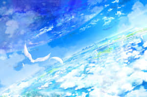 Gazing At The Beautiful Anime Sky Wallpaper