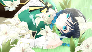 Genshin Venti Lying Down On Grass Wallpaper