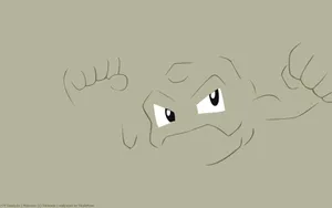 Geodude Outline On Gray Background Wallpaper