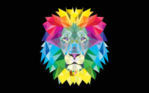 Geometric Rainbow Lion Head Wallpaper