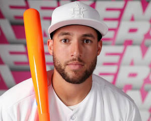 George Springer Wearing A White Shirt And Cap Wallpaper