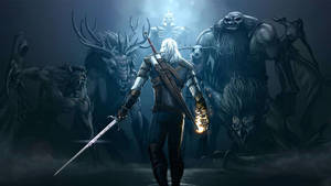 Geralt Prepares To Take On The Looming Demons Of The Wild Hunt Wallpaper