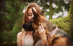 German Girl With Pet Wallpaper