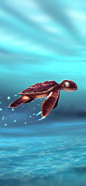 Get A Closer Look Of A Sea Turtle Underwater. Wallpaper