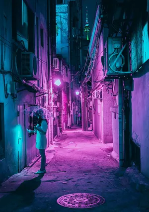 Get An Edgy And Modern Look With This Purple Neon Aesthetic Computer Wallpaper