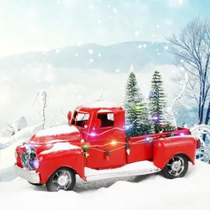 Get Festive With This Vintage Pickup Truck Wrapped In Christmas Lights Wallpaper