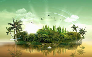 Get Lost In The Serene Beauty Of Fantasy Island Wallpaper