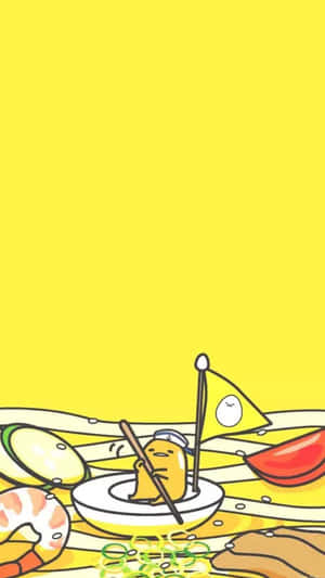 Get Ready For The Tech-savviest Of Adventures With Gudetama And Your Phone. Wallpaper