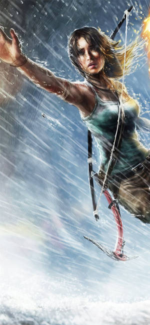 Get Ready To Take-on The Adventure With Lara Croft On The Go With Your Iphone. Wallpaper