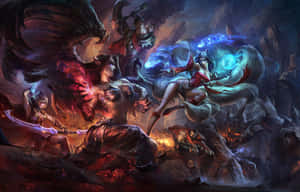 Get Your Game Face On - Immerse Yourself In The Virtual World Of League Of Legends On A Laptop Wallpaper