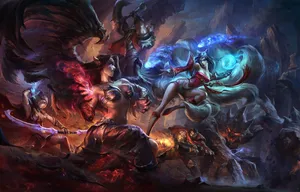 Get Your Game Face On - Immerse Yourself In The Virtual World Of League Of Legends On A Laptop Wallpaper
