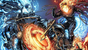 Ghost Rider Vs. Blue Skull Demon Wallpaper