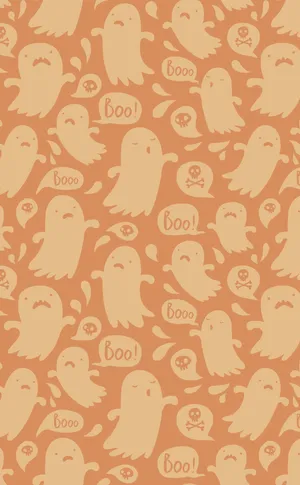 Ghosts On An Orange Background Wallpaper