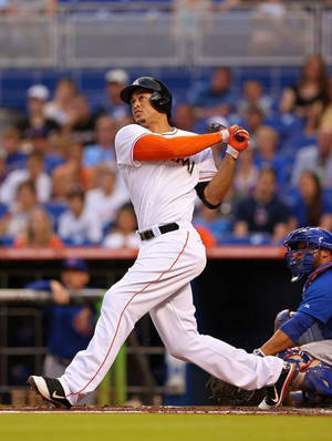 Giancarlo Stanton Hitting A Ball Wallpaper