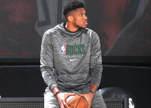 Giannis Antetokounmpo In Nike Jacket Wallpaper