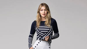 Gigi Hadid Tommy Hilfiger White Stripes Wallpaper