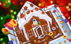 Gingerbread House Graphic Illustration Wallpaper
