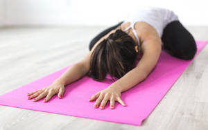 Girl In Pink Yoga Mat Wallpaper