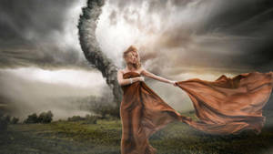 Girl In Tornado Wallpaper