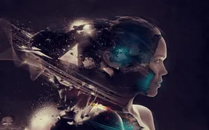 Girl Profile Of An Artistic Robotic Wallpaper