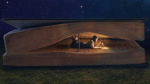 Girl Reading Book Fan Art Wallpaper