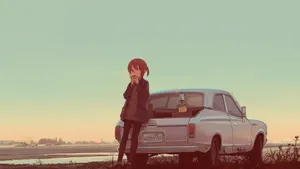 Girl Sipping Tea Car Anime Wallpaper