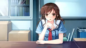 Girl, Table, Tears, Frustration, Sadness, Office, Resentment Wallpaper