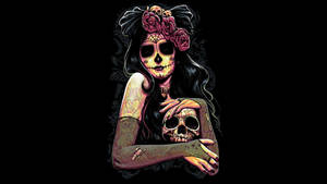 Girl With Sugar Skull Artwork Wallpaper