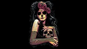 Girl With Sugar Skull Artwork Wallpaper