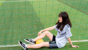 Girl With Yellow Football Hd Wallpaper