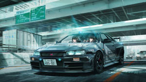 Girls Sitting Inside A Car Anime Wallpaper