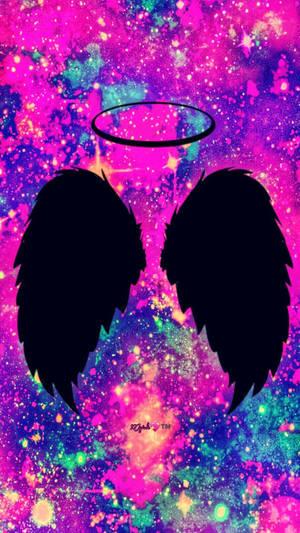 Girly Galaxy Angel Wings Wallpaper