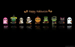 Girly Halloween Chibi Characters Wallpaper